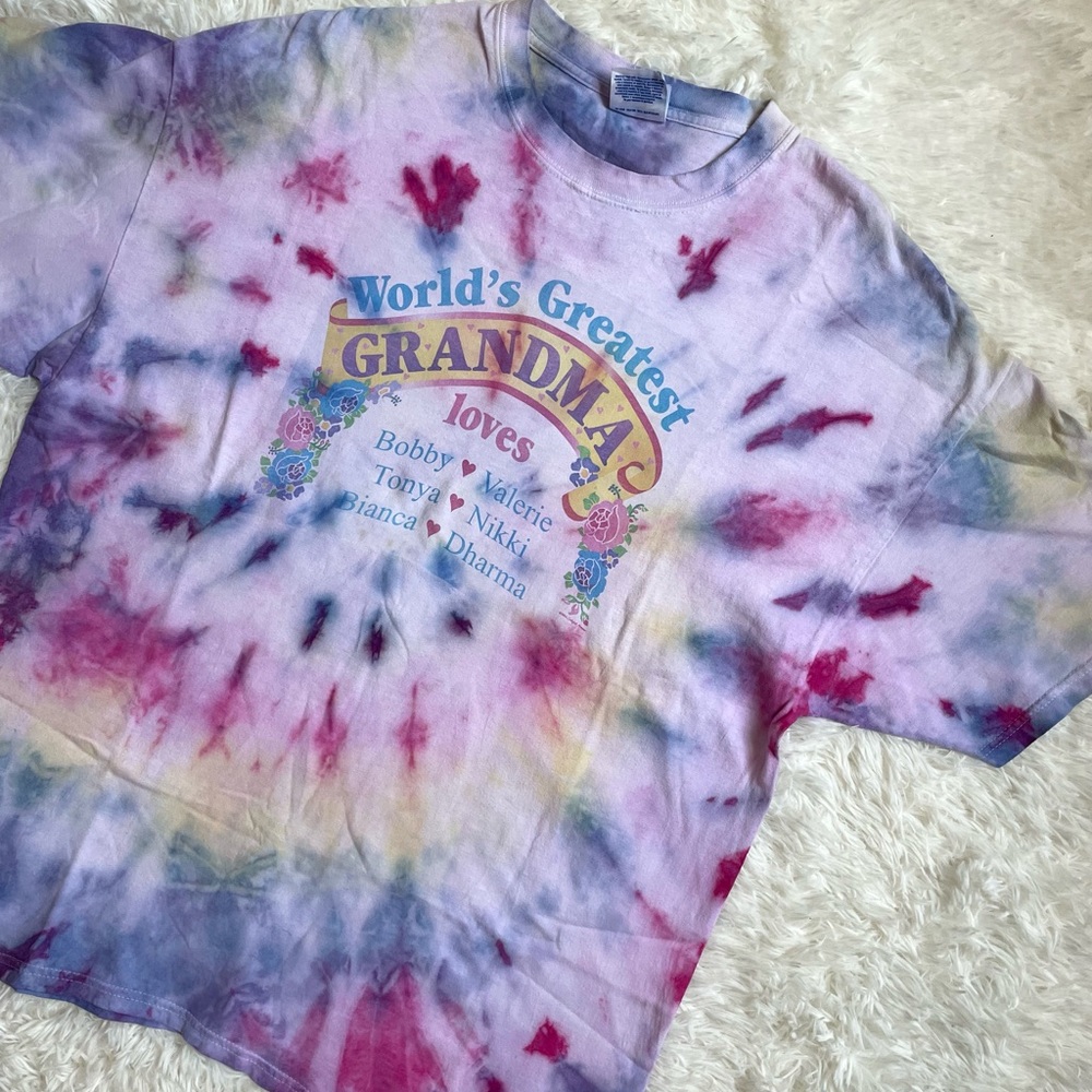 Vintage 1994 floral worlds greatest Grandma tie dye tee - Picture 12 of 15